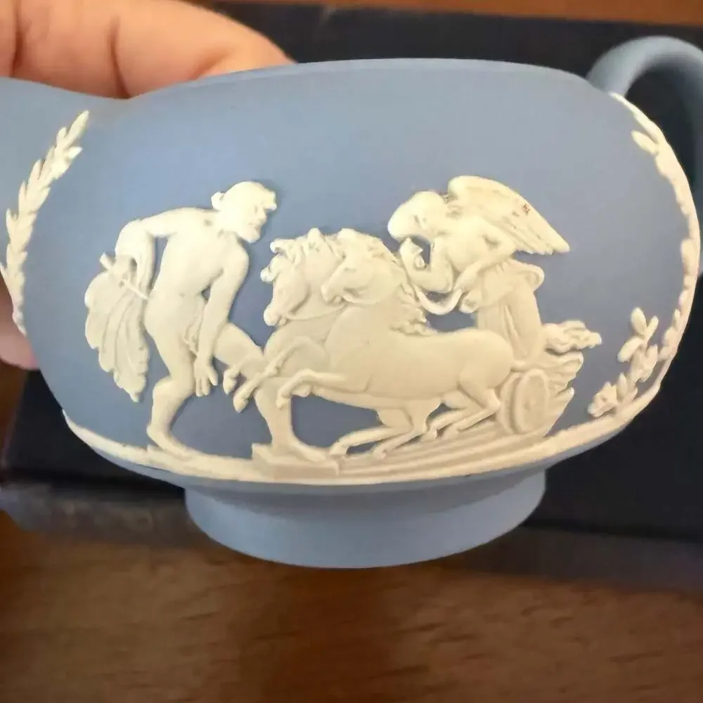 Wedgwood Jasperware Light Blue Neoclassical Creamer with White Relief